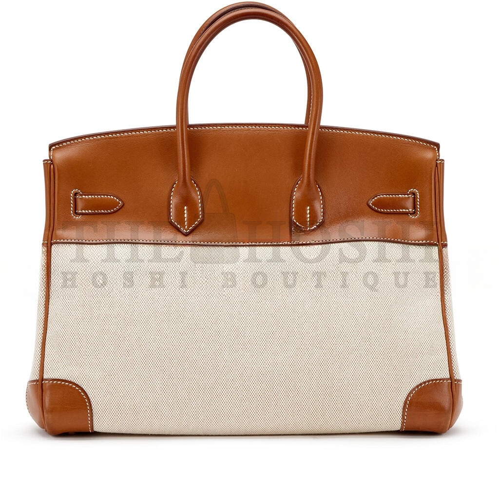 H**me5 BIRKIN 30 SADDLE LEATHER CANVAS GOLD BUCKLE BAG 400190654 (30*22*15cm) Master Quality